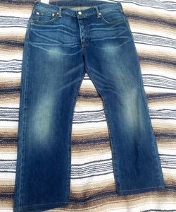 Levi's 501 Button Fly Blue Jeans Distressed 36x27